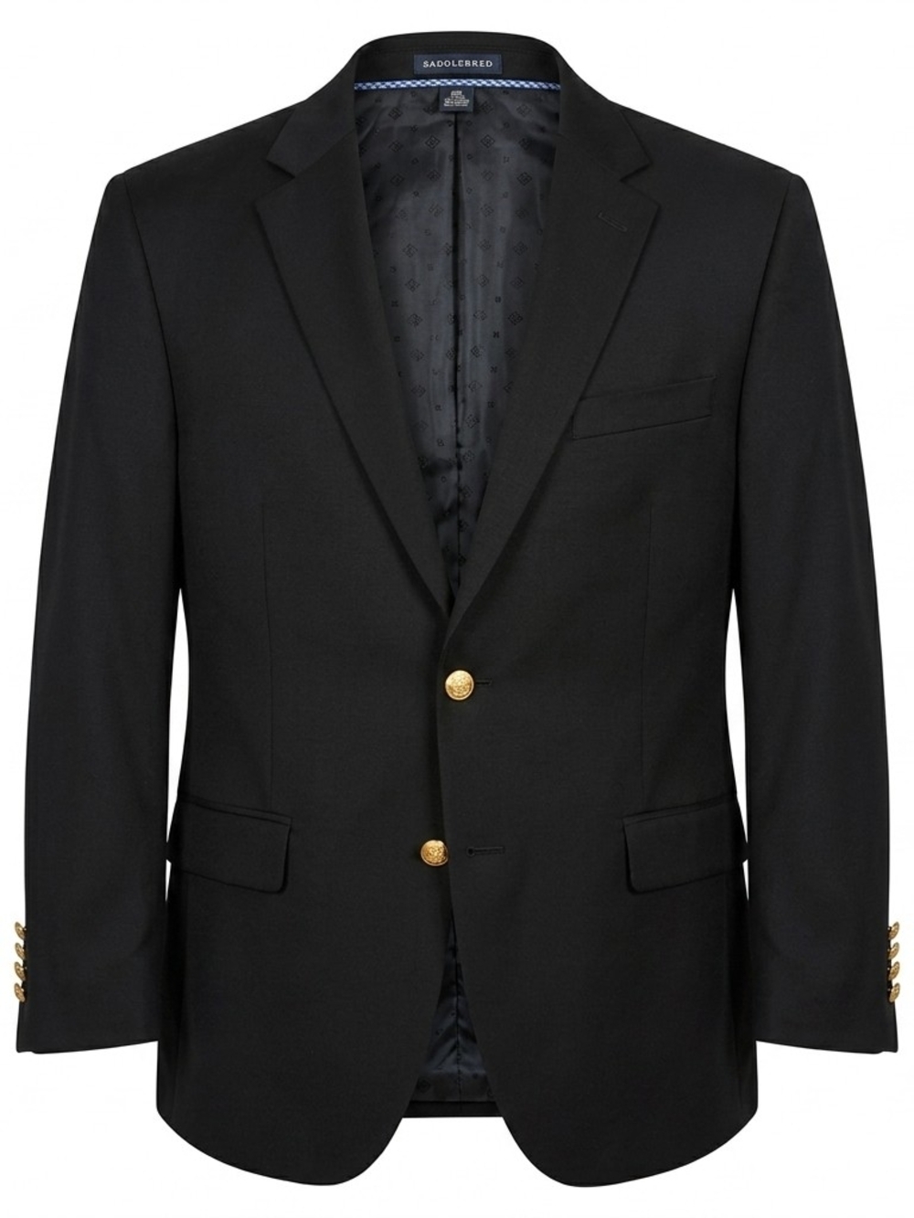 Saddlebred Classic Navy Blue Two-Button Blazer 46R Gold Buttons